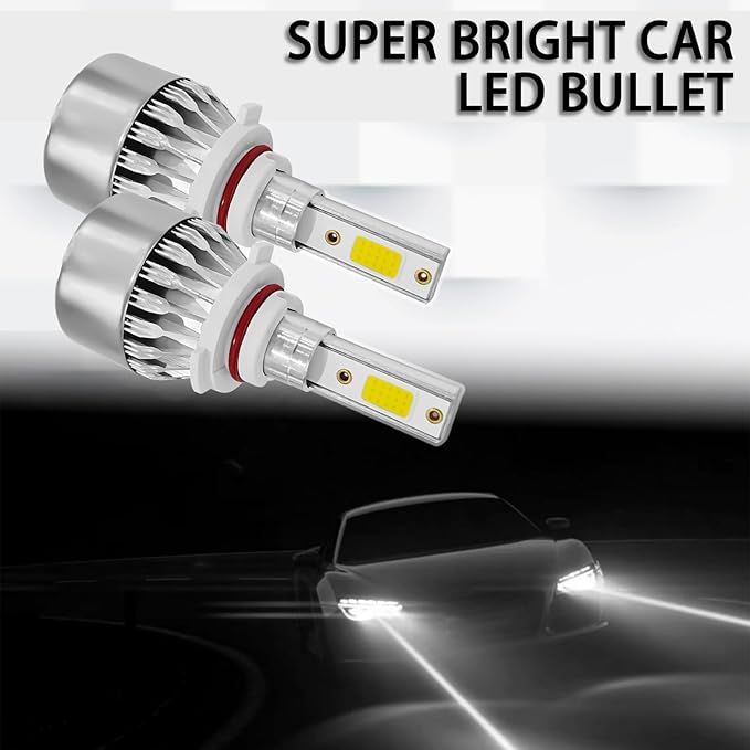 2 PCS 9005/HB3 Car LED Light Replacement, 3800LM 6000K Super Bright Waterproof C6 Fog Lighting Bulb, Plug & Play Led Headlights High and Low Beam Car Accessories