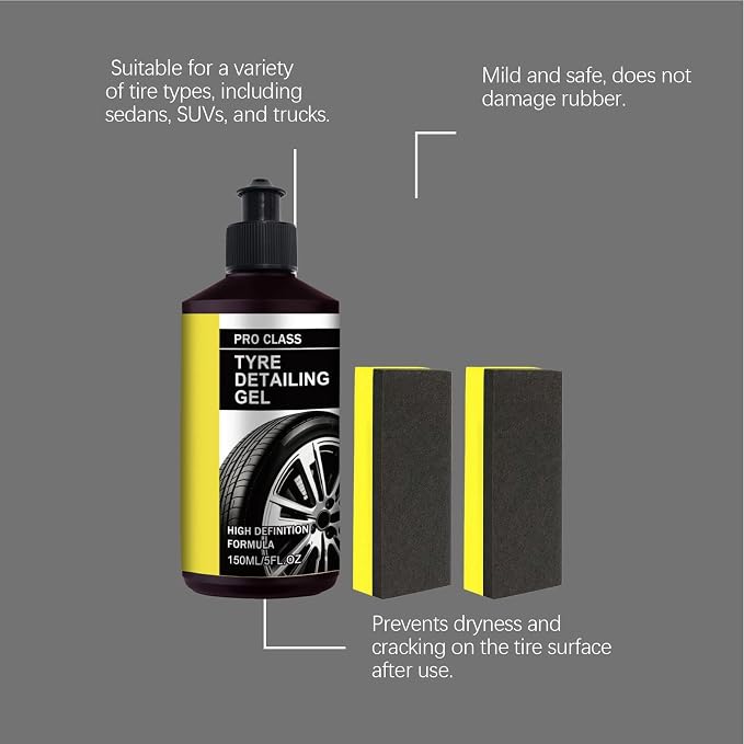 Automotive Wheel Coating – Fast Acting Formula, Protective Gloss Layer, Included Application Sponge, Trim Restorer Cream | Use for SUV Sedan RV Truck Trailer Pickup Vehicle Maintenance