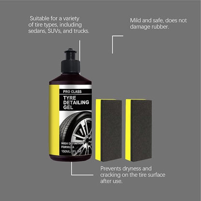 Automotive Wheel Coating – Fast Acting Formula, Protective Gloss Layer, Included Application Sponge, Trim Restorer Cream | Use for SUV Sedan RV Truck Trailer Pickup Vehicle Maintenance