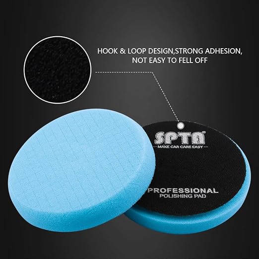 Blue T60 Moderate-Cut Foam Polishing Pads, SPTA 1Pc 5.5 Inch Face for 5 Inch 125mm Backing Plate Compound Buffing Sponge Pads for Car Buffer Polisher Compounding, Polishing and Waxing -FPTSS5B