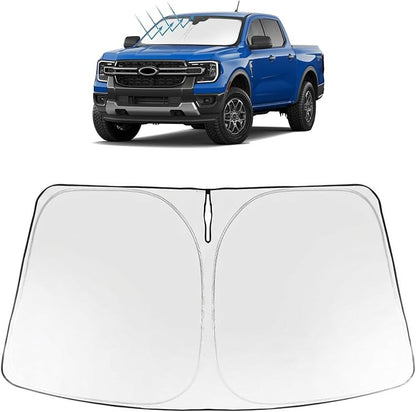 Proadsy Windshield Sun Shade Custom Fit Ford Ranger 2024-2026 Foldable Front Sunshade Protector Sun Visor Blocks UV Rays Keep Car Cooler Accessories