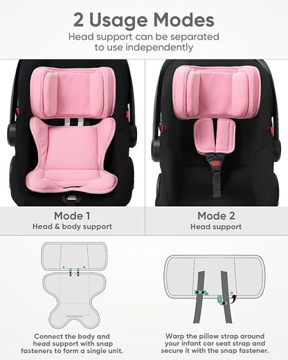 TinlyFinly Infant Insert Compatible with Doona, Graco, Britax, Chicco, Evenflo Car Seat, Adjustable Baby Head Body Support Cushion for Newborn to Toddler, Fits Infant Car Seat and Stroller (Pink)