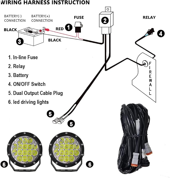 Pair 5 Inch Led Offroad Driving Lights 160w Round Offroad Spot Light Driving Spotlights with Yellow Cover Wiring Harness 12V 24V for Pickup Trucks SUV UTV ATV 4x4