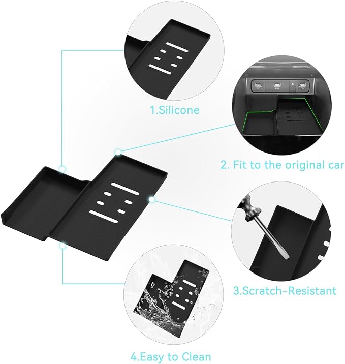 smabee Center Console Wireless Charging Protective Mat for Kia Sorento 2021-2025 2026 Silicone Protection Pad Center Console Liner Interior Accessories Black