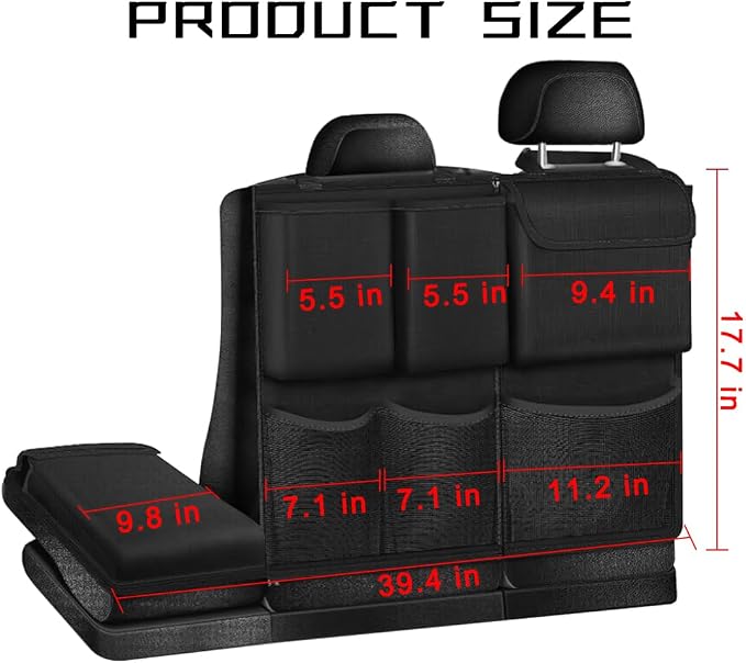 Mandark Car Trunk Organizer, Detachable Vehicle Seatback Hanging Storage Container with Zippers, Large Capacity Waterproof Auto Seat Back Trunk Bag Accessories, Universal for Most Vehicles (Black)