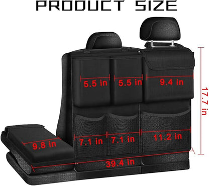 Mandark Car Trunk Organizer, Detachable Vehicle Seatback Hanging Storage Container with Zippers, Large Capacity Waterproof Auto Seat Back Trunk Bag Accessories, Universal for Most Vehicles (Black)