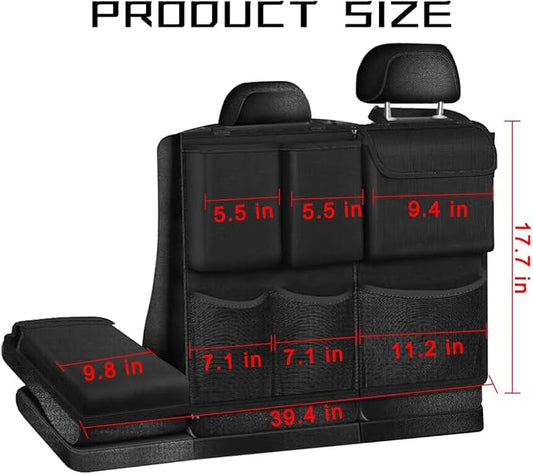 Mandark Car Trunk Organizer, Detachable Vehicle Seatback Hanging Storage Container with Zippers, Large Capacity Waterproof Auto Seat Back Trunk Bag Accessories, Universal for Most Vehicles (Black)