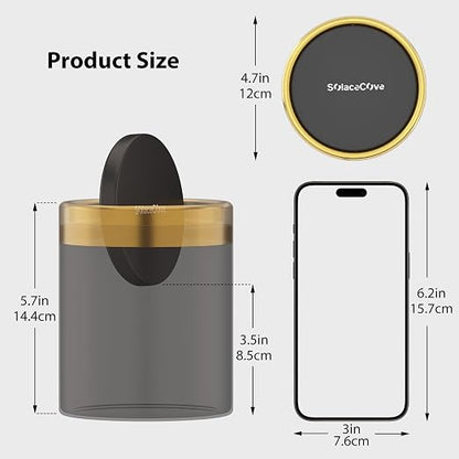 Desktop Trash can with Lid,0.4 Gal Stainless Steel Counter Top Trash Can Mini Bathroom Trash Can for Car,Office,Kitchen,Desk,a Roll of Trash Bag(Black)