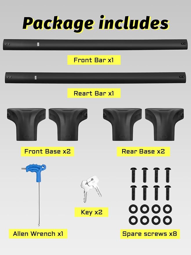 Gdydi 220lbs Lockable Roof Rack Cross Bars fit for Expedition/Max 2018-2026 Navigator 2018-2024 (Side Roof Rails), Black Aluminum Roof Rails Rooftop Cargo Crossbars