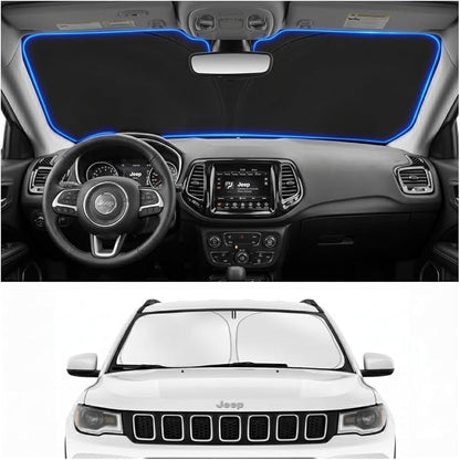Windshield Sun Shade Sunshade for Jeep Compass 2017-2026 | Custom Fit Windshield Cover, Blocks UV Rays, Double-Layer Heat Shield, Durable Frame, Easy Fold & Storage