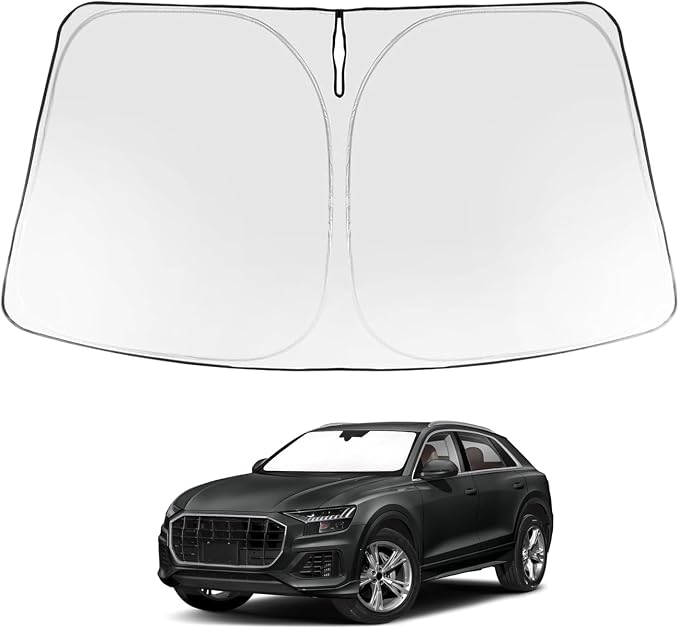 Proadsy 2026 Upgrade Windshield Sun Shade Custom Fit 2019-2025 2026 Audi Q8 Foldable Front Sunshade Protector Sun Visor Blocks UV Rays Keep Car Cooler