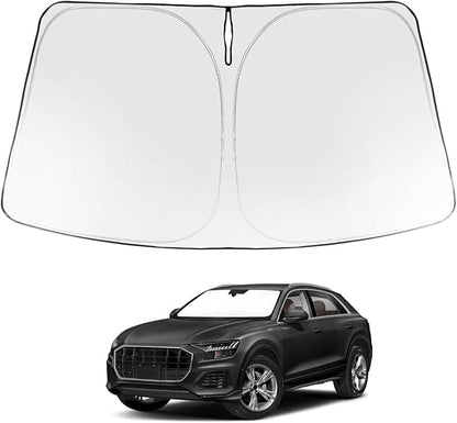 Proadsy 2026 Upgrade Windshield Sun Shade Custom Fit 2019-2025 2026 Audi Q8 Foldable Front Sunshade Protector Sun Visor Blocks UV Rays Keep Car Cooler