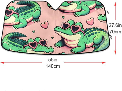Alligator Crocodiles Pink Windshield Sun Shade Blocks UV Rays Sun Visor Protector Sunshade Accordion Folding Sun Reflector Auto for Car Truck SUV to Keep Your Vehicle Cool