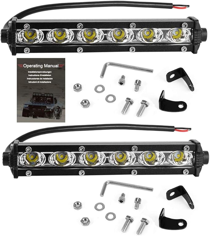 7 Inch Single Row Led Light Bar Pods - BEAMCORN Ultra-Slim 60W 10000 Lumens Waterproof Driving Fog Light Combo Flood Spot Lights for Trucks Off Road ATV UTV SUV Golfcart 2-Pack