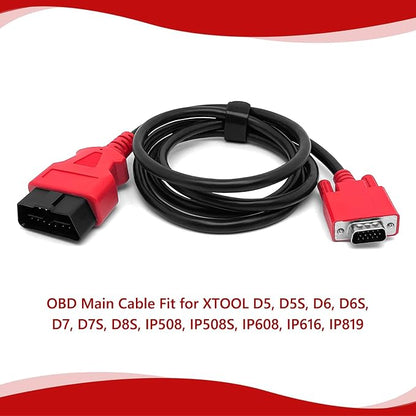 Main Cable Fit for XTOOL D5, D5S, D6, D6S, D7, D7S, D8S, IP508, IP508S, IP608, IP616, IP819 OBD2 Diagnostic Scanner 16-Pin Male to 15-Pin Male Replacement Test Cable Adapter Connector - 5ft/150cm