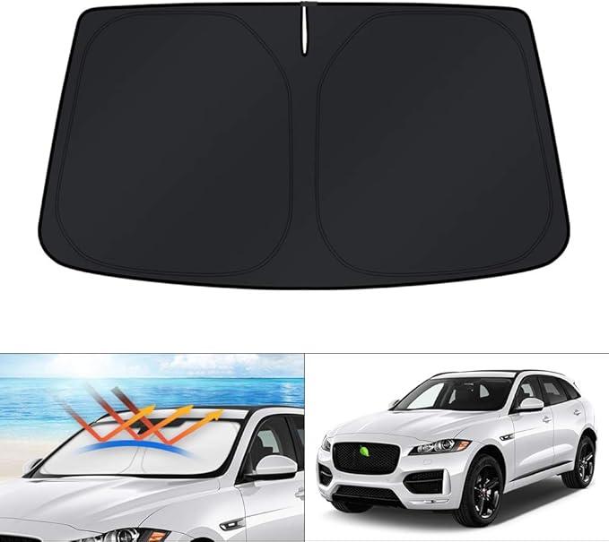KUST Windshield Sun Shade for Jaguar F-Pace 2016-2024 2025 2026 F Pace Accessories Custom Fit Sunshade Foldable Window Sun Visor Protector Blocks UV Rays Keep Car Cooler