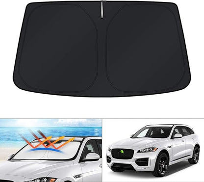 KUST Windshield Sun Shade for Jaguar F-Pace 2016-2024 2025 2026 F Pace Accessories Custom Fit Sunshade Foldable Window Sun Visor Protector Blocks UV Rays Keep Car Cooler