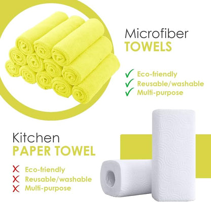 Avalon Towels Microfiber Cleaning Cloths (Value Pack of 48) - Size 16 x 16 Inches, Highly Absorbent Cleaning Rags, Lint Free, Reusable and Washable, Microfiber Towels for Cars