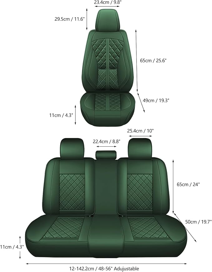 otoez Car Seat Covers Full Set, Universal Leather Seat Cover 5 Seat Waterproof & Breathable Automotive Seat Protector Full Coverage for Cars Sedens, Trucks, SUVs, Vans (Green)