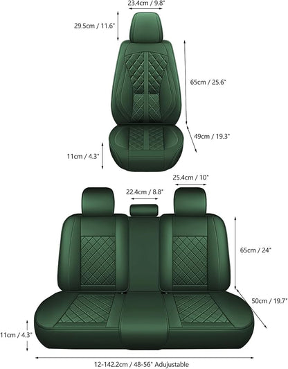 otoez Car Seat Covers Full Set, Universal Leather Seat Cover 5 Seat Waterproof & Breathable Automotive Seat Protector Full Coverage for Cars Sedens, Trucks, SUVs, Vans (Green)