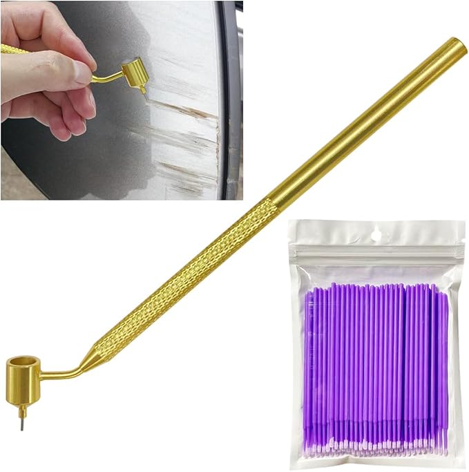 100PCS 0.5 mm Touch Up Paint Brushes, Fillable Car Fine Line Paint Chip Repair Kit, Fluid Writer Pen Disposable Micro Applicators for Vehicle Scratch Detailing Repair