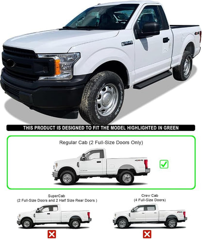 APS Black Running Boards Style Compatible with Ford F150 2015-2026 Regular Cab & F-250 F-350 Super Duty 2017-2026 (Nerf Bars Side Steps Side Bars)