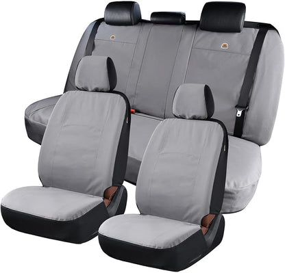 Coverado Car Seat Covers Front, Canvas Universal Seat Covers for Cars, 2-Pack Car Seat Cushions, Auto Seats Protectors for Kids & Dogs, Driver Seat Covers Fit for Most Vehicles Trucks SUVs/Gray
