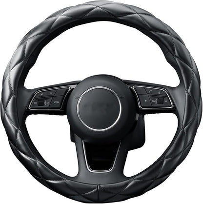 YHONGJT Soft Microfiber Leather Steering Wheel Cover, Universal 15 Inch for Women Girls, Fit Vehicles, Sedans, SUVs, Vans, Trucks - Black