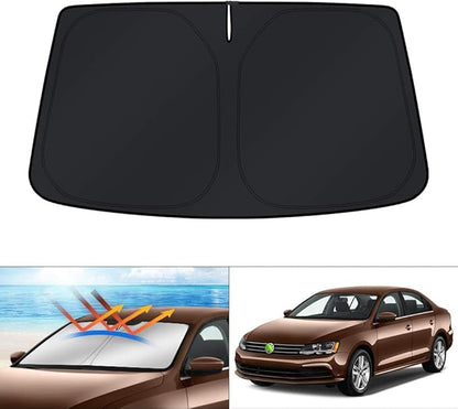 KUST Windshield Sun Shade for 2011-2018 Volkswagen VW Jetta Accessories Sunshade Foldable Window Sun Visor Protector Blocks UV Rays Keep Your Car Cooler