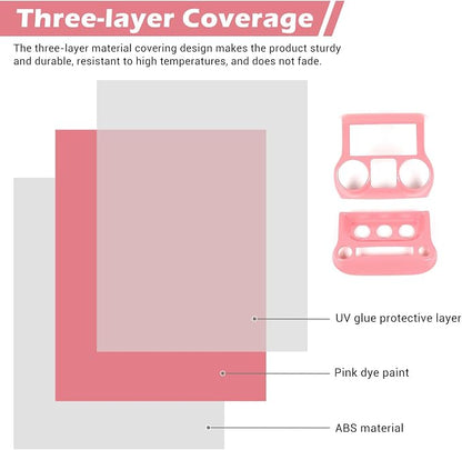 RT-TCZ for Jeep JK Pink Dash Accents Radio A/C Controls Cover Trim for Jeep Wrangler JK JKU 2011-2017 ABS Interior Accessories 2pcs