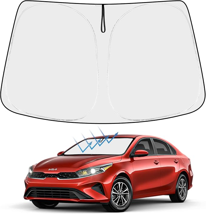 Proadsy 2026 Upgrade Front Windshield Sunshade Foldable Sun Shade Protector Sun Visor Custom Fit 2019-2023 2024 Kia Forte