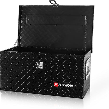 FORWODE 20 Inch Aluminum Truck Tool Box Lockable Truck Bed Tool Box Waterproof Truck Bed Storage Box with Side Handle Small Truck Tool Chest for Pickup, Truck Bed, RV, Trailer & Garage (Black)