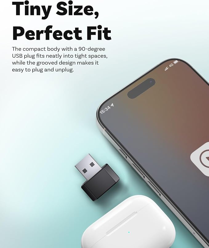 OTTOCAST Mini 3.0 Black 2-in-1 Wireless CarPlay & Android Auto Adapter – Plug & Play for iPhone/Android, Dual-Phone Memory, Dual-Band WiFi (2.4/5GHz), Auto-Reconnect
