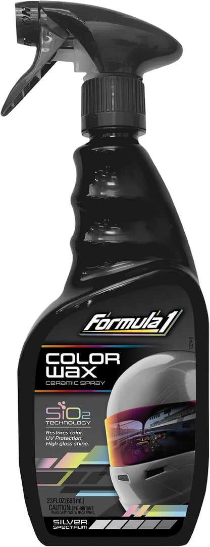 Formula 1 Color Wax Spray for Silver Cars, Gives Ceramic Water Beading Protection and Ultimate Shiny Finish, Fills Minor Scratches with Color-Match Pigment, 23 oz