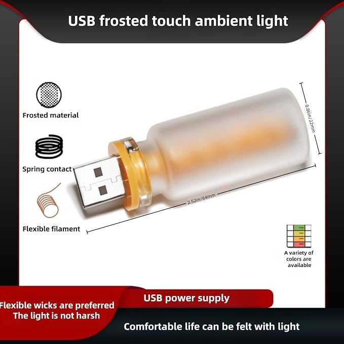 Retro Car Lamp, Touch Adjustment USB LED Car Lights,Plug in USB Automotive Night Lamps,Plug-in Ambient Light, Mini LED Bulb for Automotive,Bedroom,Hallway,Desk,No Pole dimming(Frosted-Purple)
