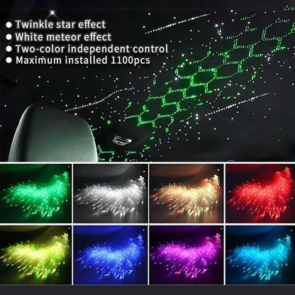 32W Starlight Headliner Light,1300pcs 9.8ft Dual Port Dual Color LED Star Ceiling Fiber Optic Light Kit APP/Remote Control White Shooting Star,for Car/Home/Party