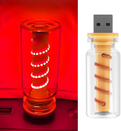 USB Light for Car, Touch Dimmable Retro Interior Lamp LED Ambient Lighting, Portable Mini Glass Bottle LED Bulb Night Light for Vehicle Bedroom Hallway Camping Holiday Decoration (Red)