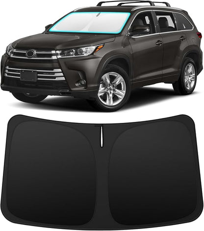 INSAUTO Custom Fit Windshield Sun Shade Accessories for Toyota Highlander 2014-2019, Foldable Front Window Sunshade, UV & Heat Reflector, Keeps Interior Cool, Includes Storage Bag