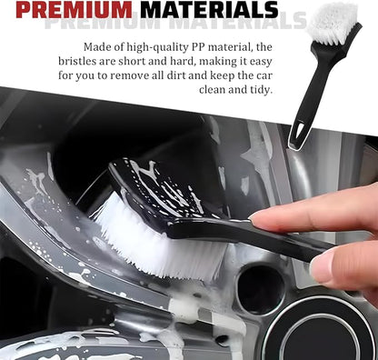 Car Carpet Cleaning Brush, Stiff Bristles Vehicle Wheel Hub Rims Wash Brush with Short Handle, Automotive Detailing Tire Cleaner, Universal for SUV Automobile Truck (White)