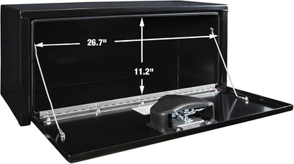 Buyers Products 1703353 Black Steel Underbody Truck Tool Box – 14 x 12 x 30 Inch - Truck Bed & Underbelly RV Storage Box, Locking T-Latch, Weather-Resistant, Heavy-Duty Flatbed Job Box, Made in USA