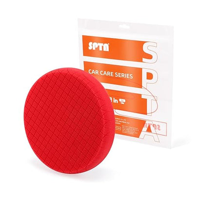 Red T10 Ultra-Fine Finishing Foam Polishing Pads, SPTA 1Pcs 5.5 Inch Face for 5 Inch 125mm Backing Plate Compound Buffing Sponge Pads for Car Buffer Polisher Compounding, Polishing and Waxing-FPTSS5R