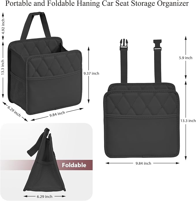 Car Seat Organizer, Back Seat Car Organizer, 2Pack Large Leather Waterproof Car Back Seat Organizer with Cup Holder Over the Car Seat&Headrest Organizer Hanging Car Seat Bags