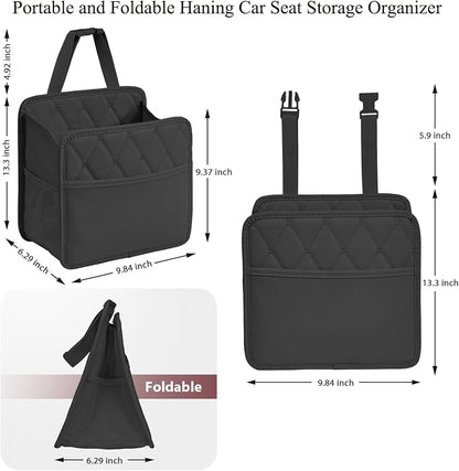 Car Seat Organizer, Back Seat Car Organizer, 2Pack Large Leather Waterproof Car Back Seat Organizer with Cup Holder Over the Car Seat&Headrest Organizer Hanging Car Seat Bags