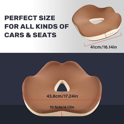 Coverado Seat Cushion Pillow for Car Office Chair, Ergonomic Memory Foam Desk Chair Cushion Back Support Pillow, Sciatica & Back & Tailbone Pain Relief Cushion
