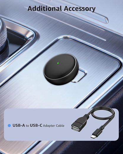 2-in-1 Wireless CarPlay & Android Auto Adapter, 50% Smaller, Converts Wired to Wireless, Zero Latency, Auto-Connection, Plug & Play Adapter for Apple iPhone iOS 10+ & Android 11+