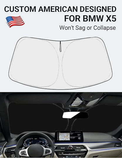 Proadsy Windshield Sun Shade for 2019-2025 2026 BMW X5 M Sport xLine SUV 4-Layer Foldable Front Sunshade Protector Sun Visor Blocks UV Rays Keep Car Cooler Accessories