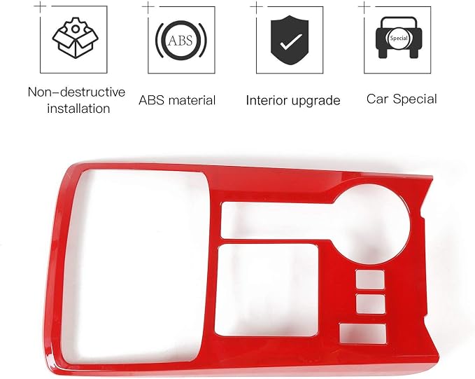 JeCar Center Console Gear Shift Panel Cover Interior Trim Accessories for Toyota 4Runner 2010-2023 (Red)