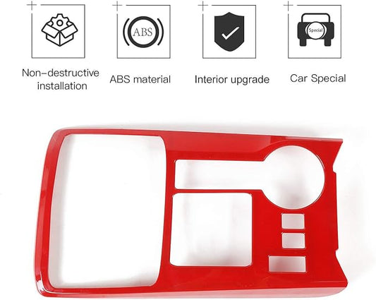 JeCar Center Console Gear Shift Panel Cover Interior Trim Accessories for Toyota 4Runner 2010-2023 (Red)