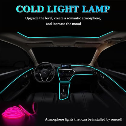 EL Wire Car Interior LED Strips Lights, 16FT 5V USB Auto Neon Light Strip, Electroluminescent Vehicle Interior Ambient Lighting Decor Accessories, Universal for RV, SUV, Truck (Pink)