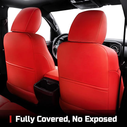 Carlimeki Leather Seat Covers Custom Fit for Tacoma Gen 3rd (2016-2023) Double & Crew Cab, for SR, SR5, Limited, TRD Pro, TRD Sport, TRD Off-Road, Trail Special Edition - Fully Covered